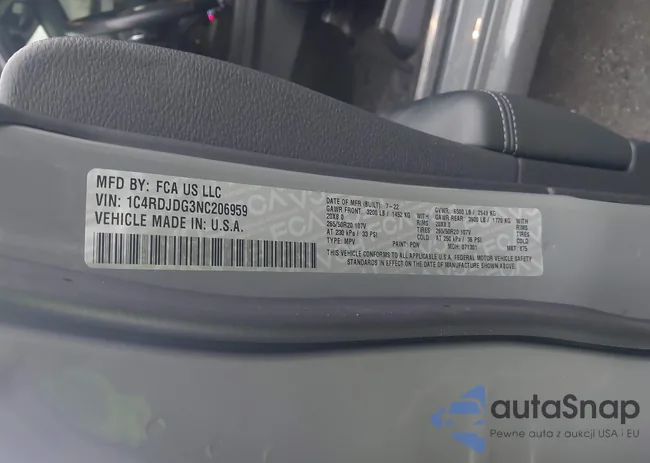 1C4RDJDG3NC206959: 43964539