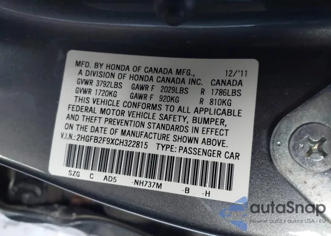 2HGFB2F9XCH322815: 43964576