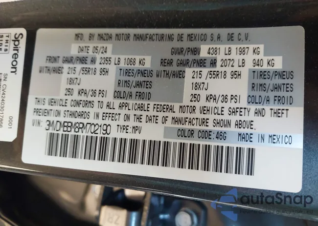 3MVDMBBM8RM702190: 43964614