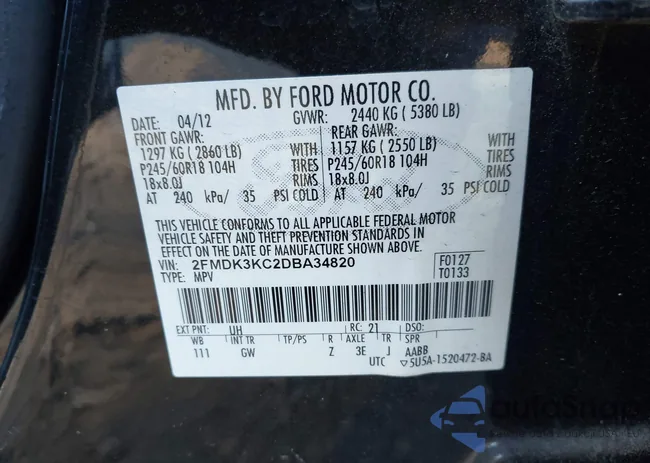 2FMDK3KC2DBA34820: 43964629