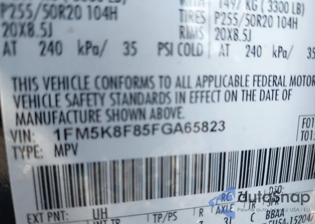 1FM5K8F85FGA65823: 43964646