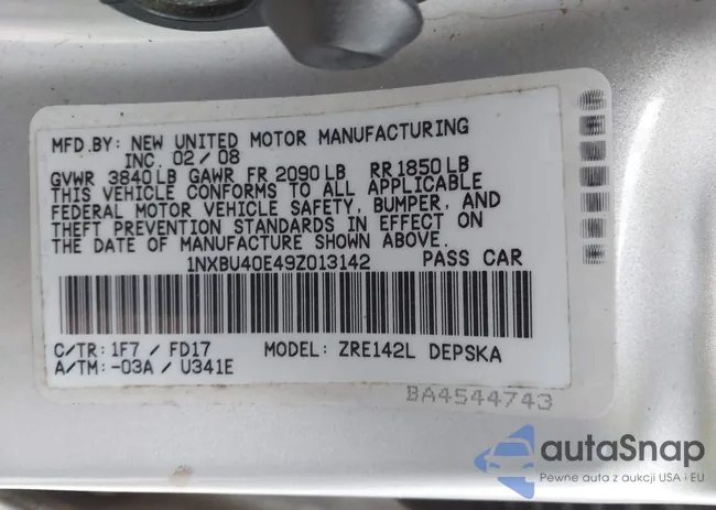 1NXBU40E49Z013142: 43964664