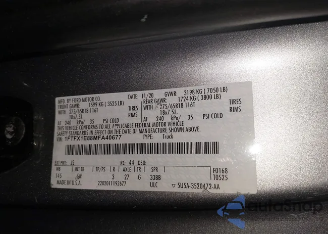 1FTFX1E88MFA40677: 43964701