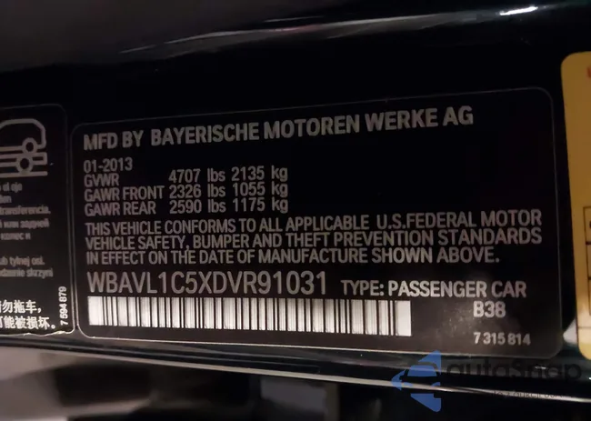 WBAVL1C5XDVR91031: 43965845