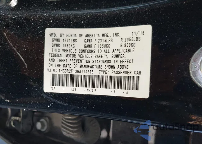 1HGCR2F13HA110398: 43966178