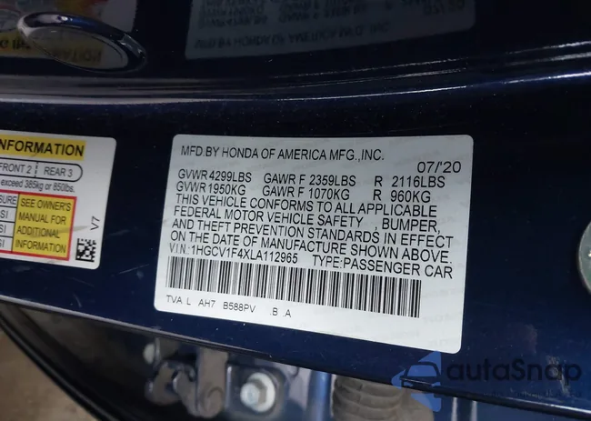 1HGCV1F4XLA112965: 43966256