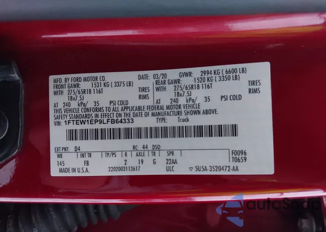 1FTEW1EP9LFB64333: 43965441