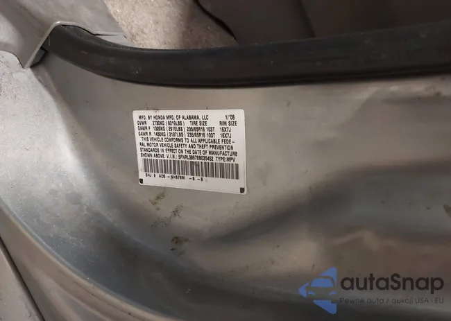 5FNRL38678B025452: 43965452