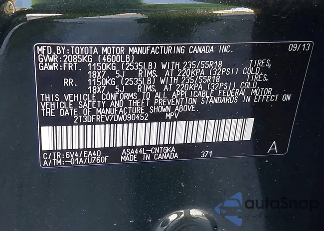 2T3DFREV7DW090452: 43965462