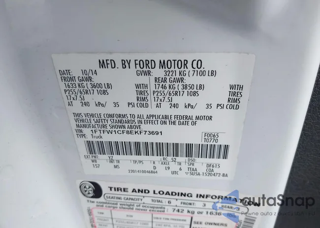 1FTFW1CF8EKF73691: 43965501