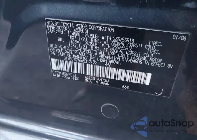 JTMBD32V665017422: 43965527