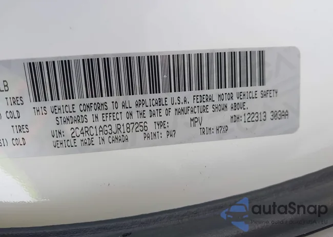 2C4RC1AG3JR187256: 43965632