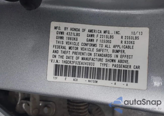 1HGCR2F52EA040830: 43965655