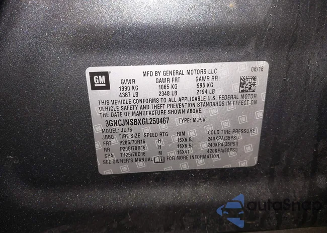 3GNCJNSBXGL250467: 43965697