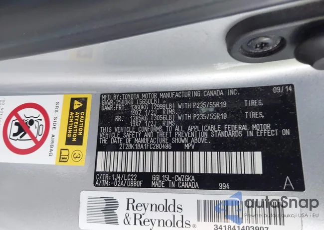 2T2BK1BA1FC280486: 43966761