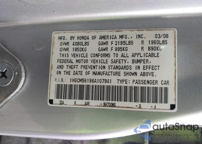 1HGCM56196A107941: 43966853