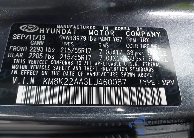 KM8K22AA3LU460087: 43966930