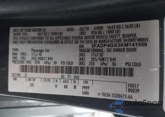 3FADP4GX3KM141559: 43966962