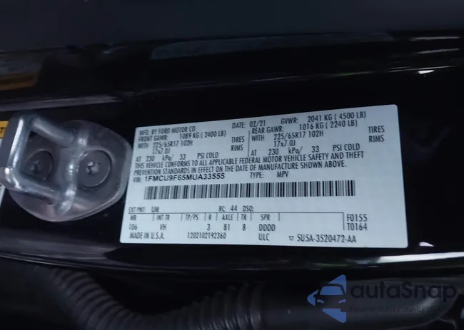 1FMCU9F65MUA33555: 43967022