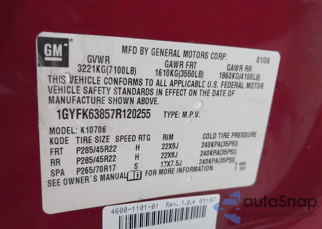 1GYFK63857R120255: 43967038