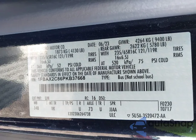 1FBAX2C86PKB37668: 43967086