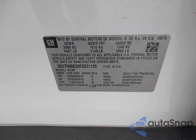 3GYFNBE32FS531125: 43967090