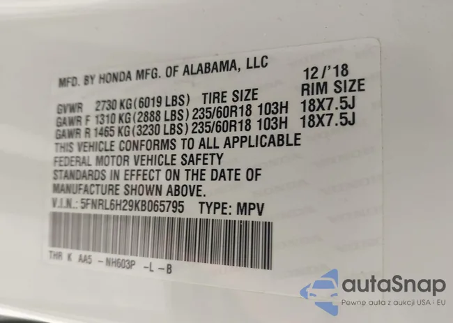 5FNRL6H29KB065795: 43967096