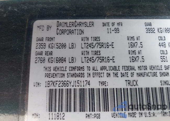 1B7KF2366YJ151174: 43967189