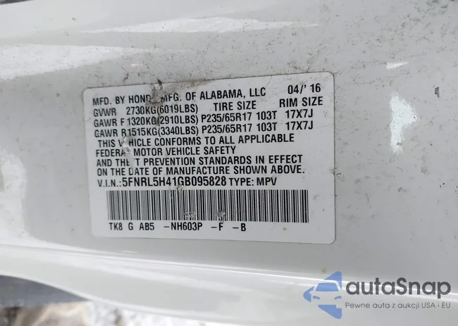 5FNRL5H41GB095828: 43967259