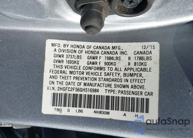 2HGFC2F56GH516984: 43967268