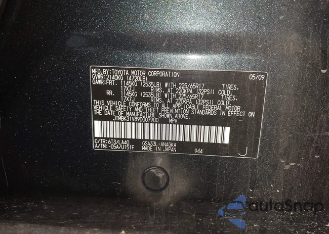 JTMBK31V89D007900: 43967277