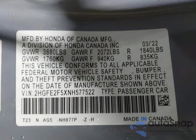 2HGFE2F5XNH577522: 43966366