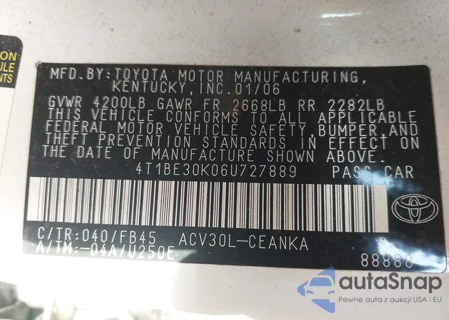 4T1BE30K06U727889: 43966406