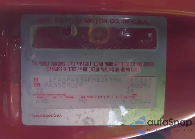 1FABP4634FH126598: 43967818