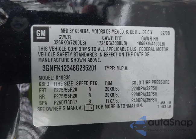 3GNFK12348G236201: 43967847