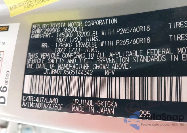 JTJBM7FX5G5144342: 43967902