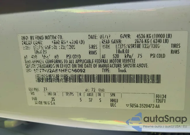 1FT7W2A61HEC56092: 43967949