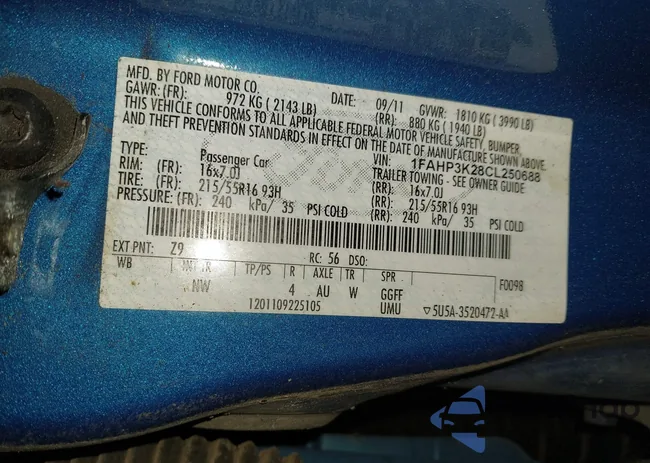 1FAHP3K28CL250688: 43967993