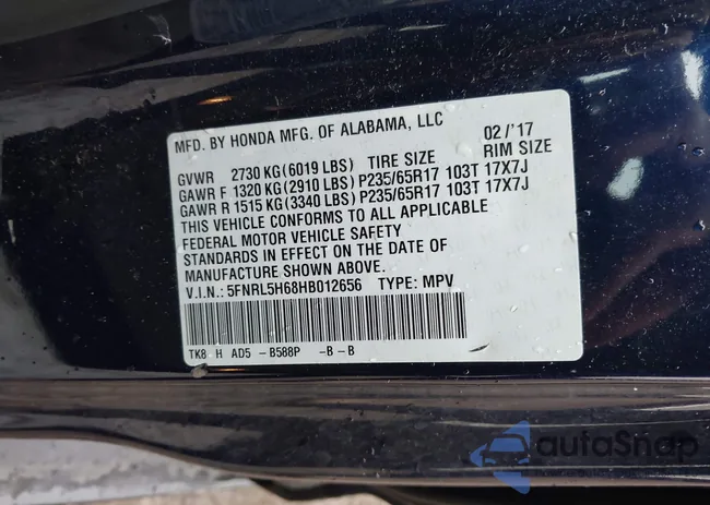 5FNRL5H68HB012656: 43968046