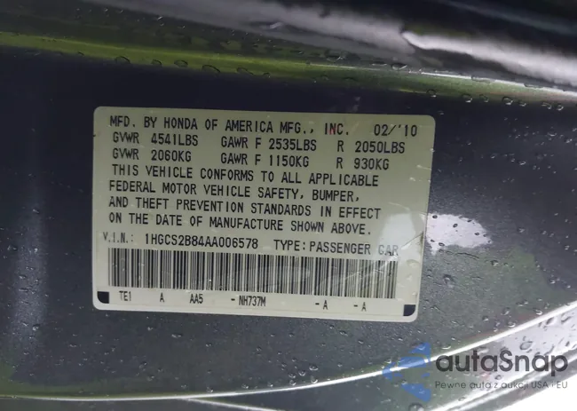 1HGCS2B84AA006578: 43968115