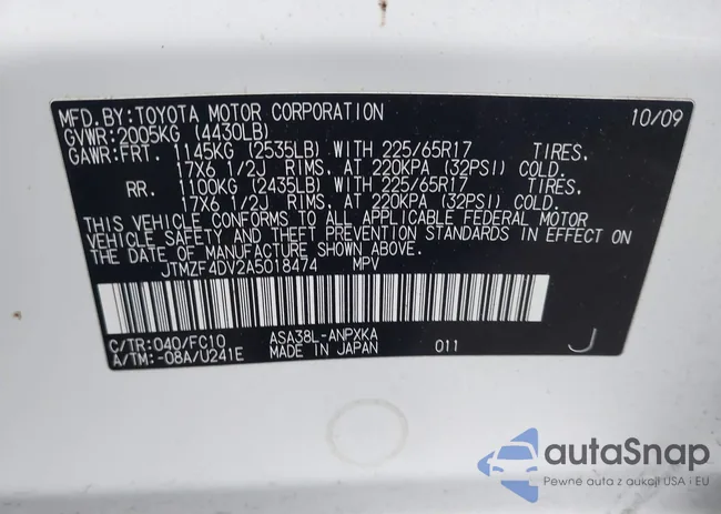 JTMZF4DV2A5018474: 43968123