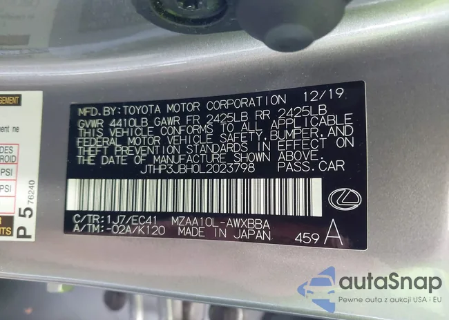 JTHP3JBH0L2023798: 43968149