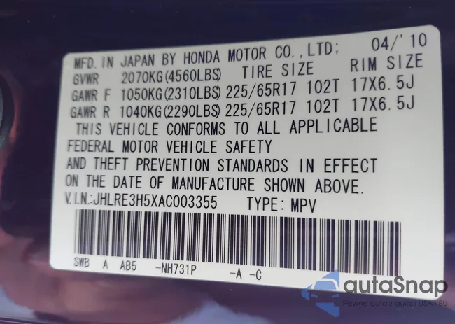 JHLRE3H5XAC003355: 43968171