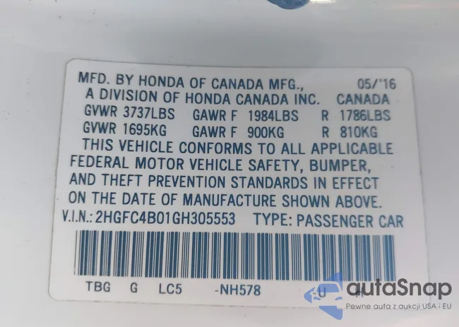 2HGFC4B01GH305553: 43967374