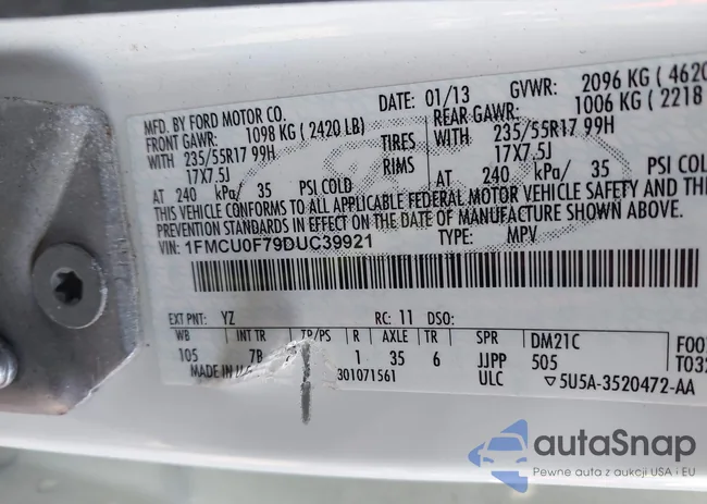 1FMCU0F79DUC39921: 43967403