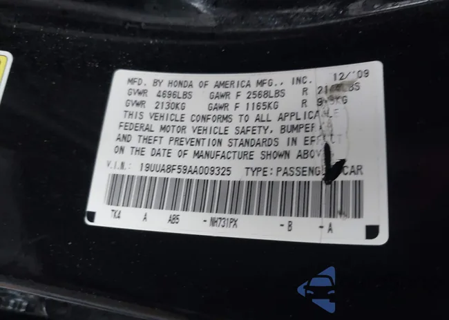 19UUA8F59AA009325: 43967427