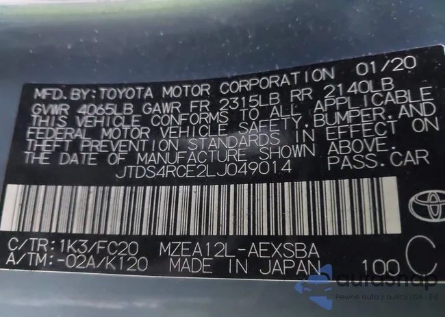 JTDS4RCE2LJ049014: 43967482