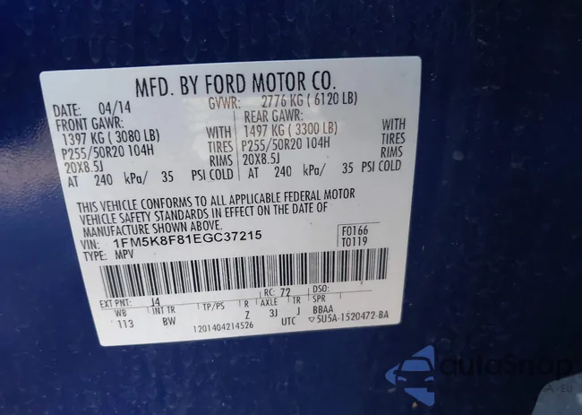 1FM5K8F81EGC37215: 43967667