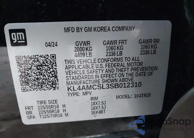 KL4AMCSL3SB012310: 43968790