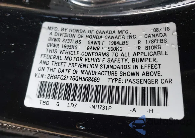 2HGFC2F76GH568469: 43968955